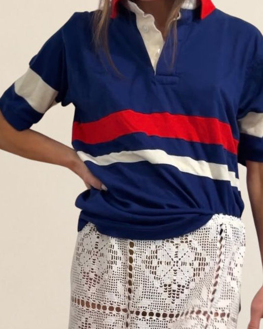 Vintage Striped Short Sleeve Rugby