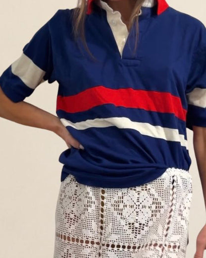 Vintage Striped Short Sleeve Rugby
