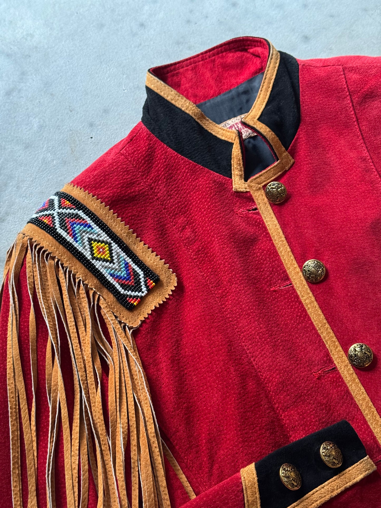 Suede Red Military Jacket