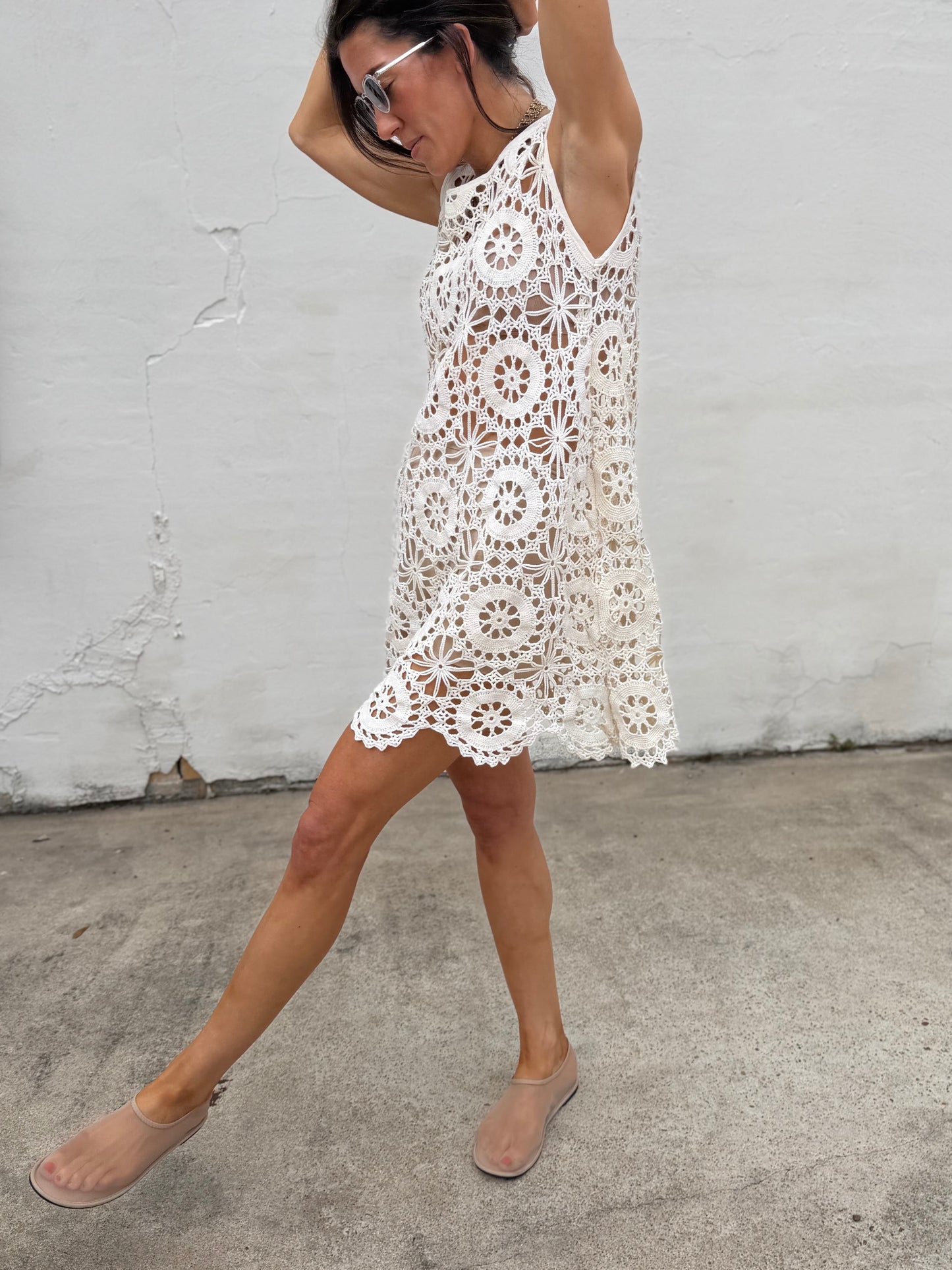 Crochet Rounds Mini Dress