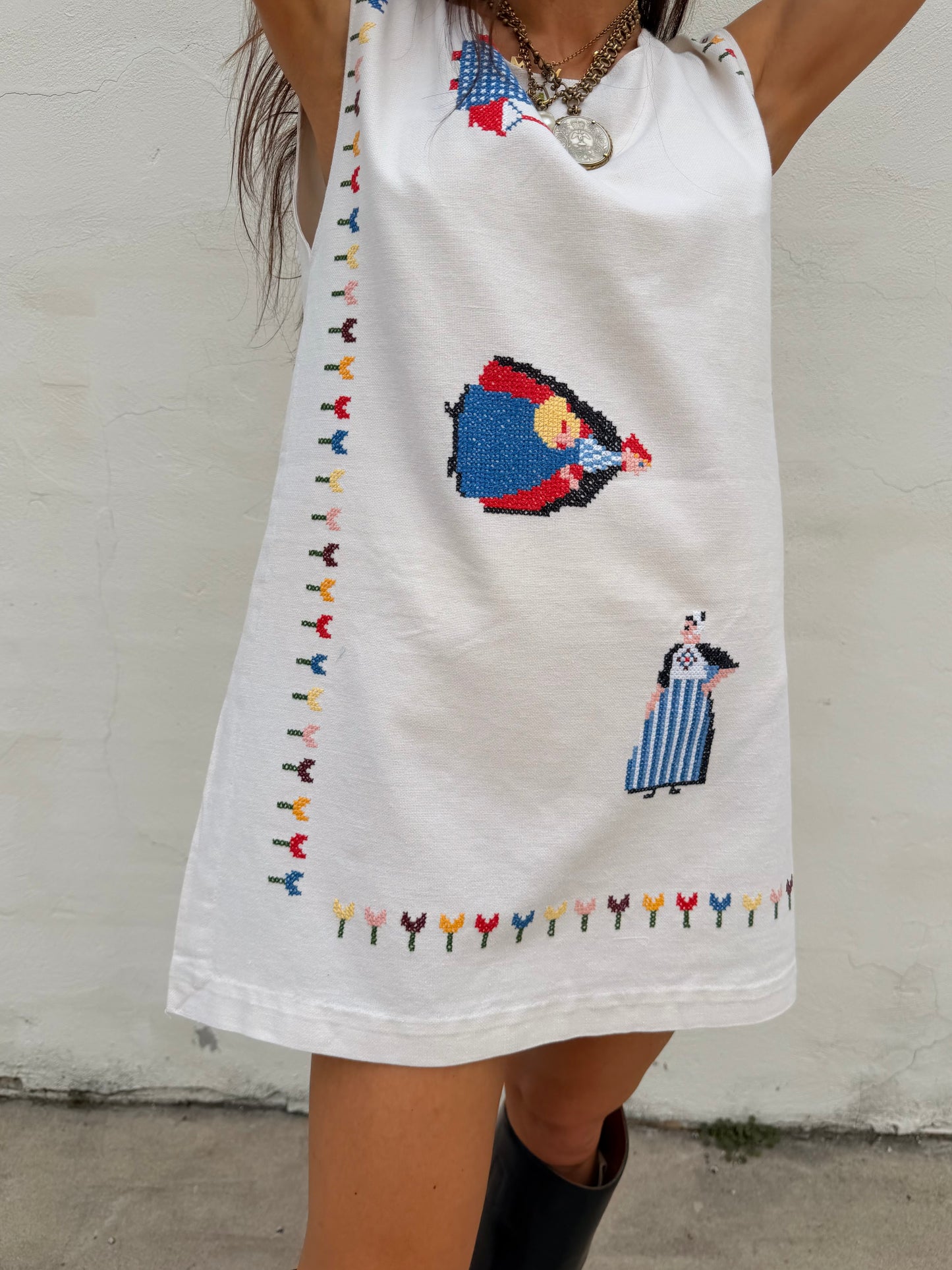 Scandi Folk Embroidered Mini Dress