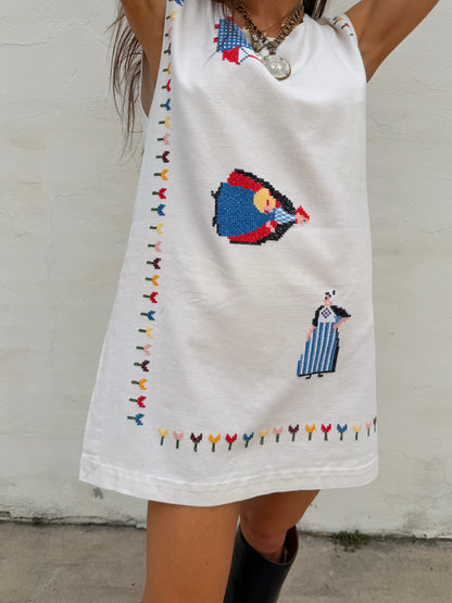 Scandi Folk Embroidered Mini Dress