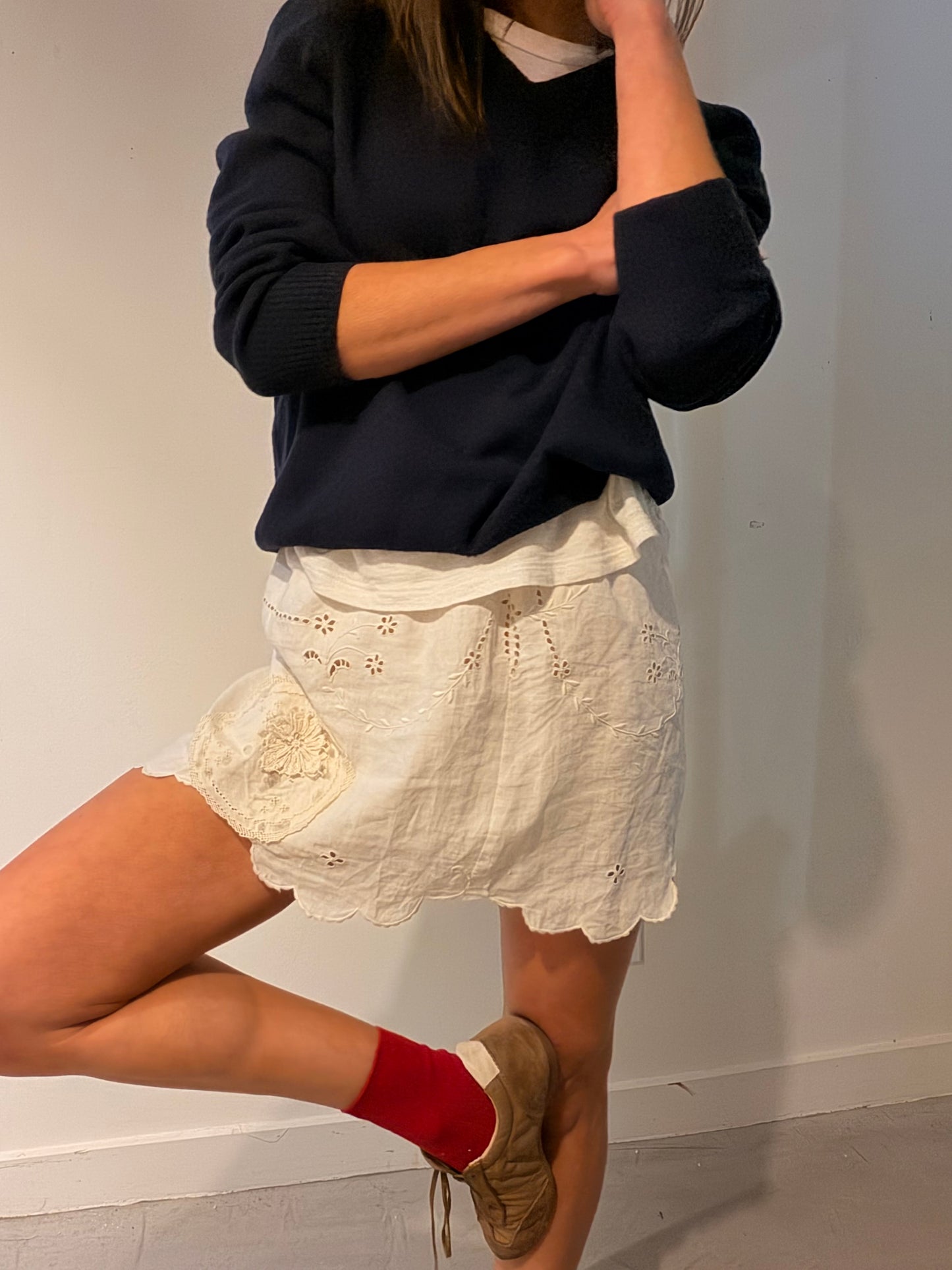 Cutwork Scalloped Mini Skirt