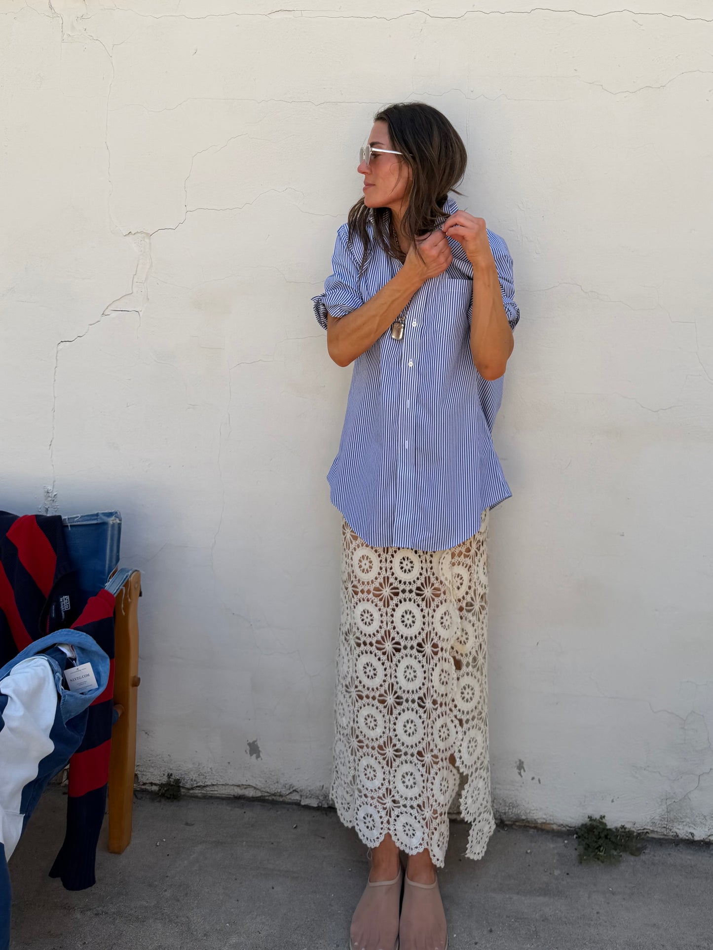 Crochet Maxi Skirt in Ivory