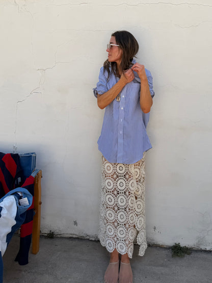 Crochet Maxi Skirt in Ivory
