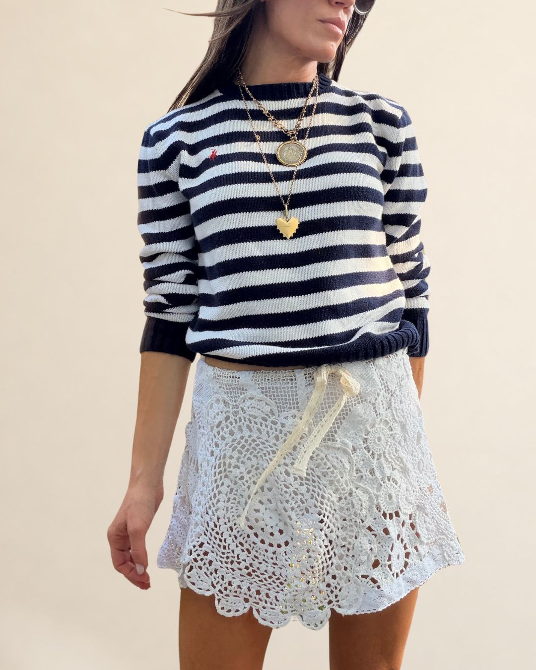 RL Navy Stripe Cotton Crew