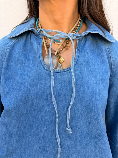 Denim Sailor Smock Top
