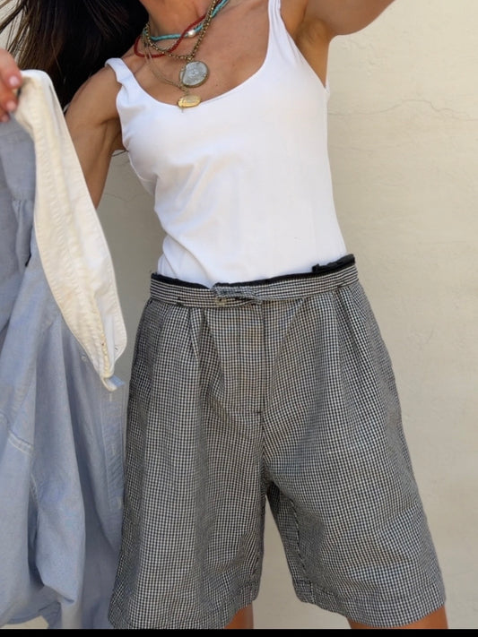 Gingham Linen Shorts