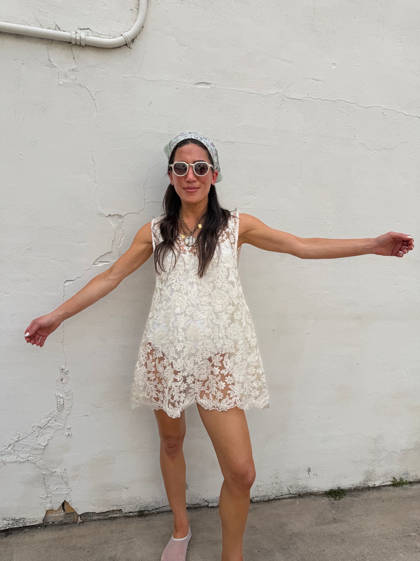 Lace Sheer Mini Dress
