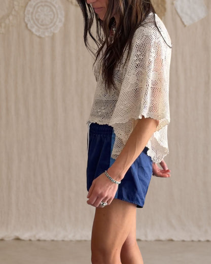 Crochet Flutter Sleeve Top