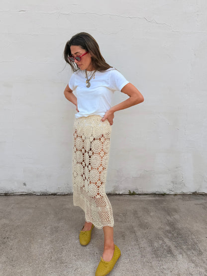 Crochet Midi Skirt Ivory