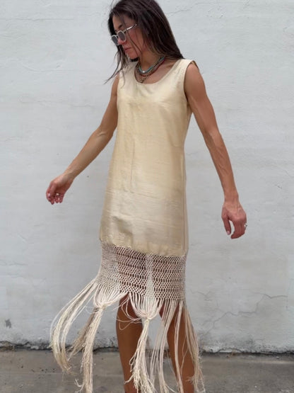 Silk Antique Knotted Fringe Dress
