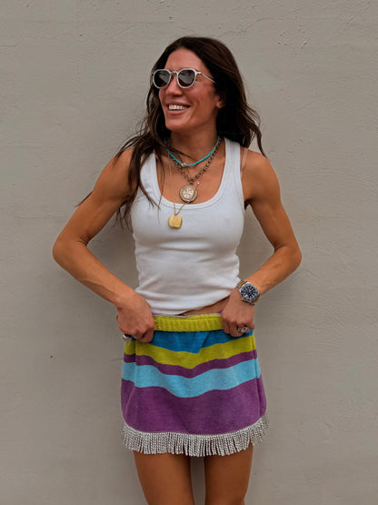 Vintage Stripe Towel Mini Skirt