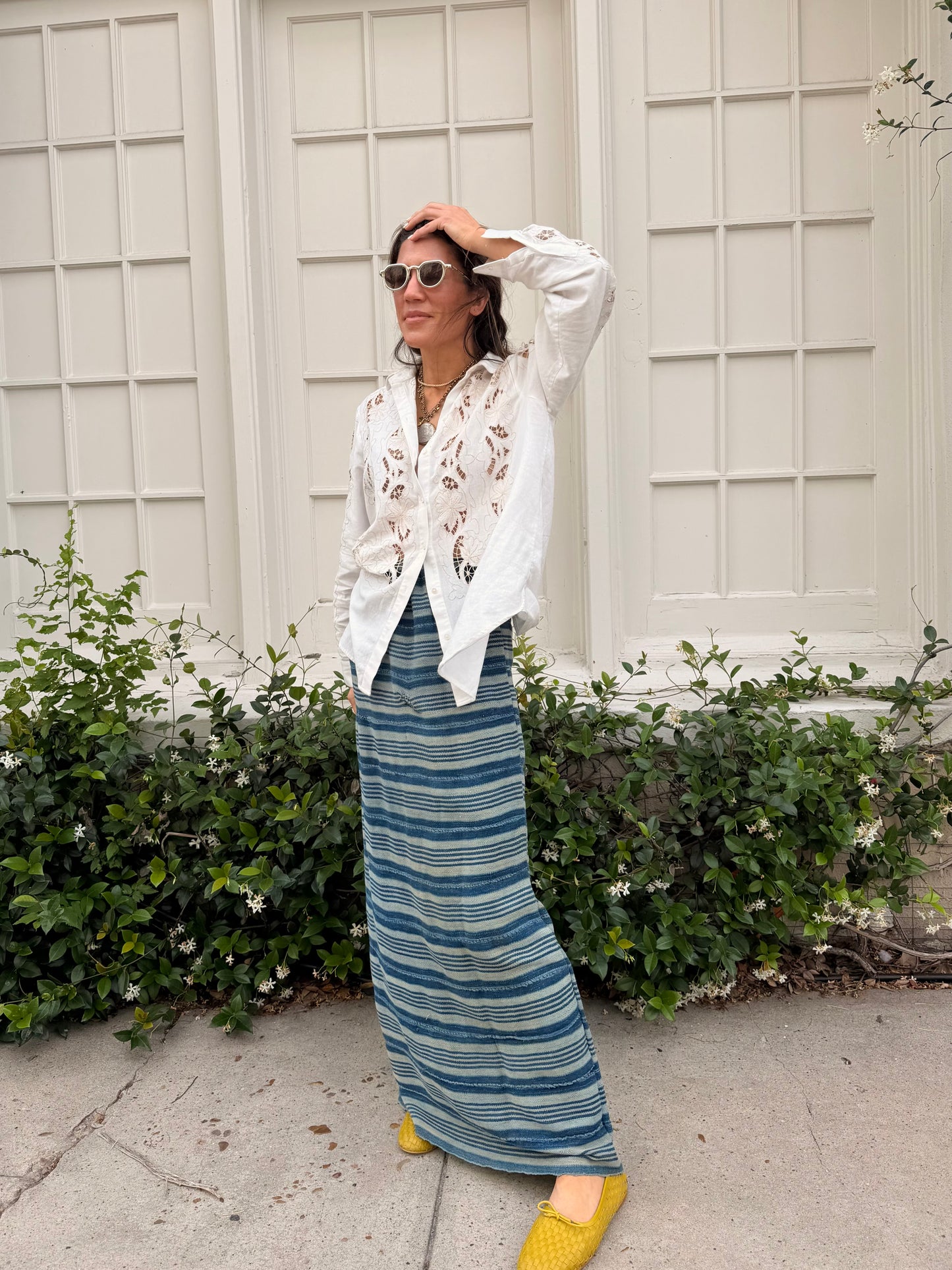 Indigo Stripe Baule Skirt