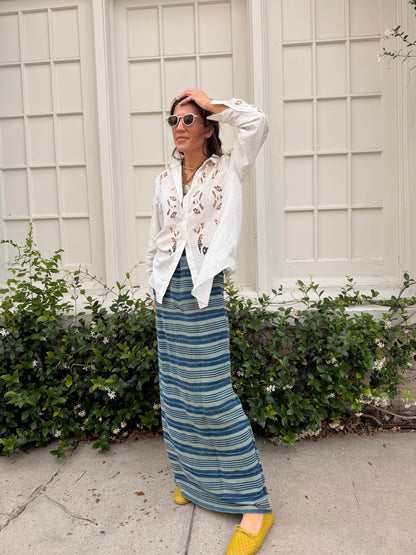 Indigo Stripe Baule Skirt