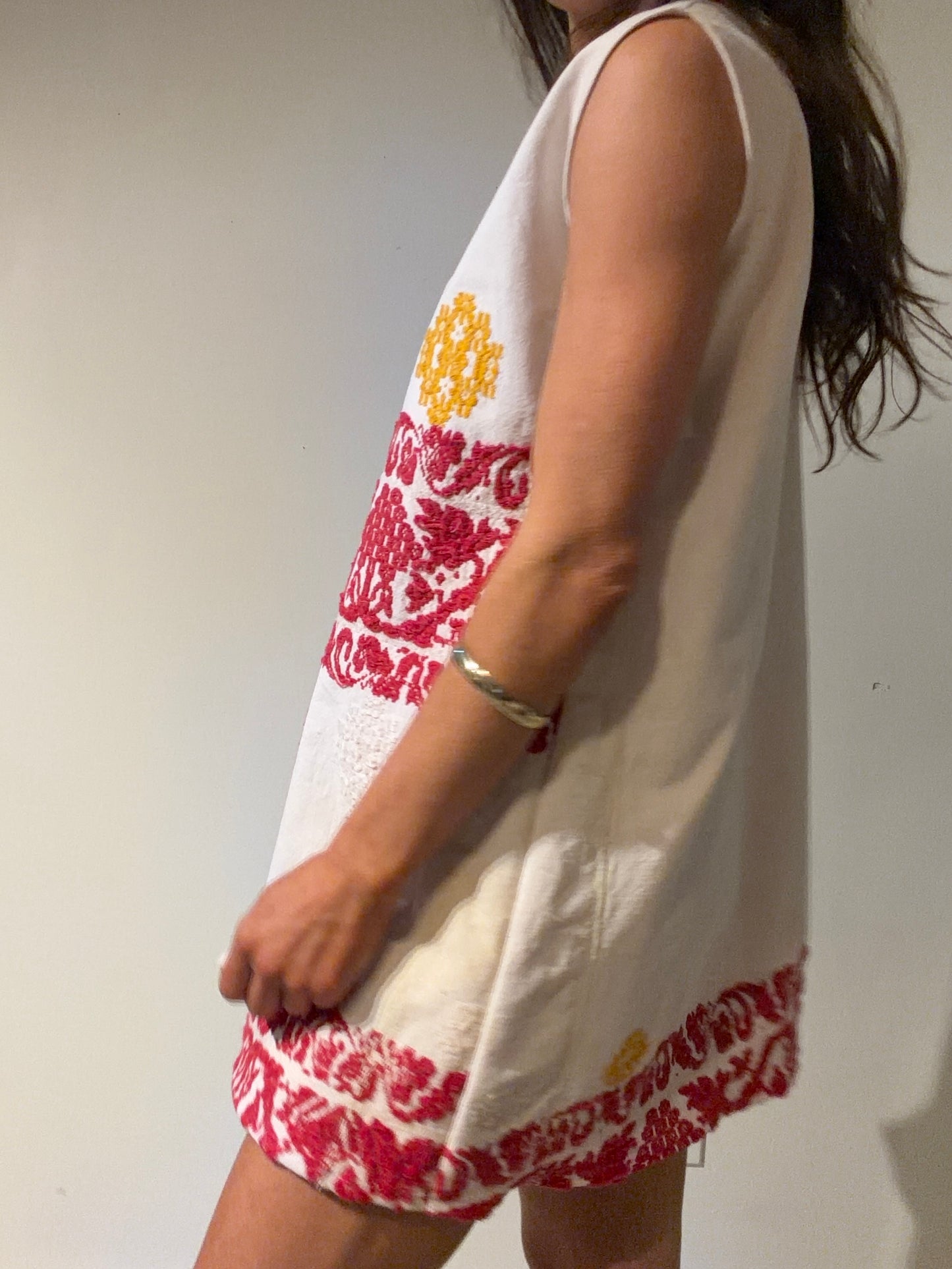Embroidered Linen Mini Dress