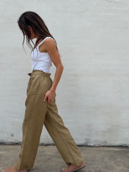 Linen Pleated Pants