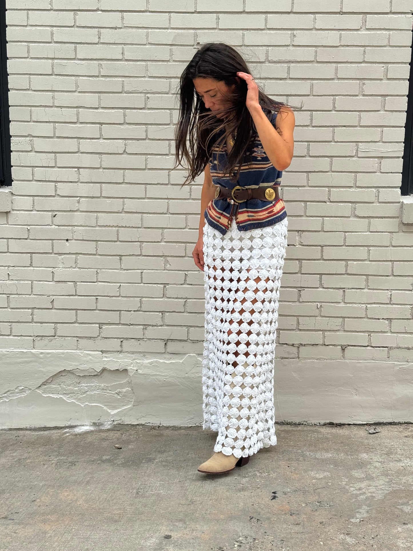 Yo-yo Maxi Skirt White