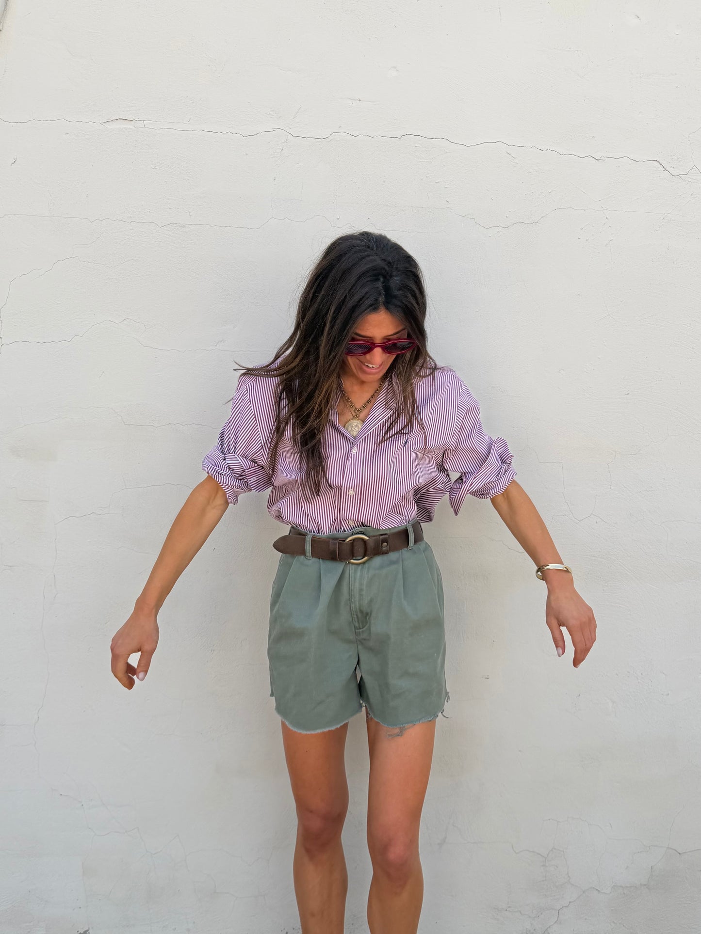 Army Green Cutoff Pleated Chinos