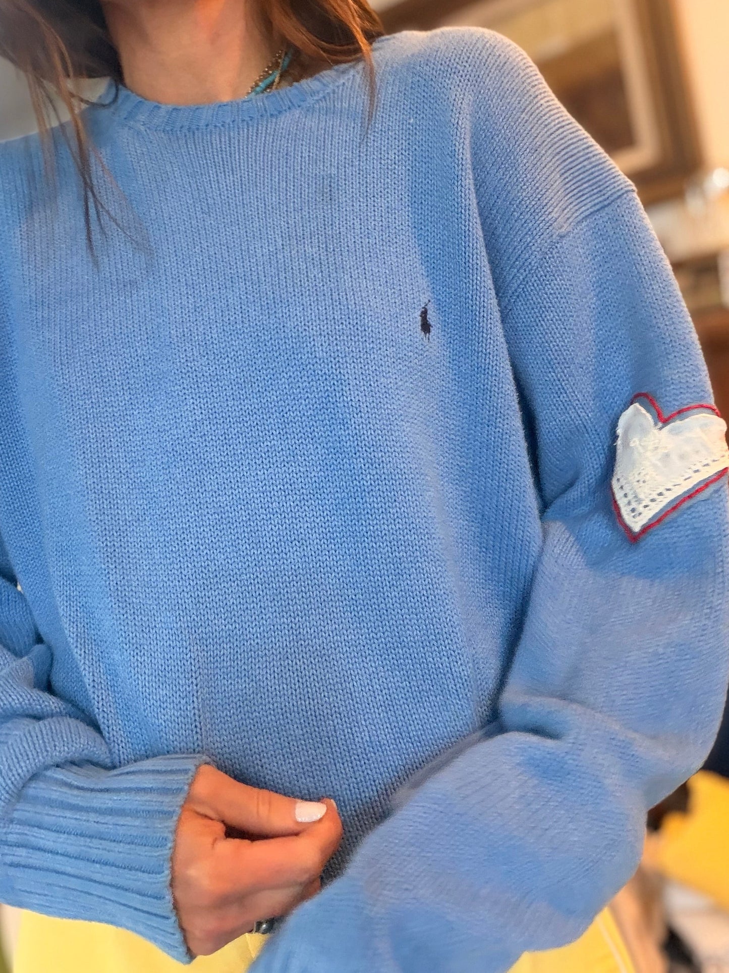 RL Cotton Knit With CV Hand-stitched Heart Patch