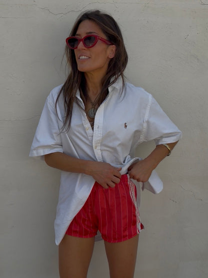 80s Red Satin Sporty Short
