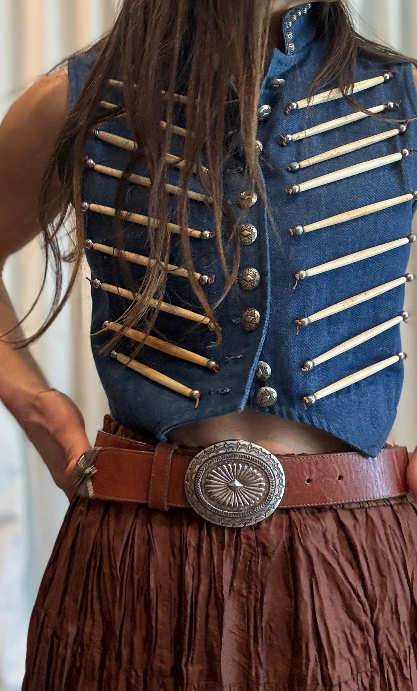 Denim and Bone Fitted Vest