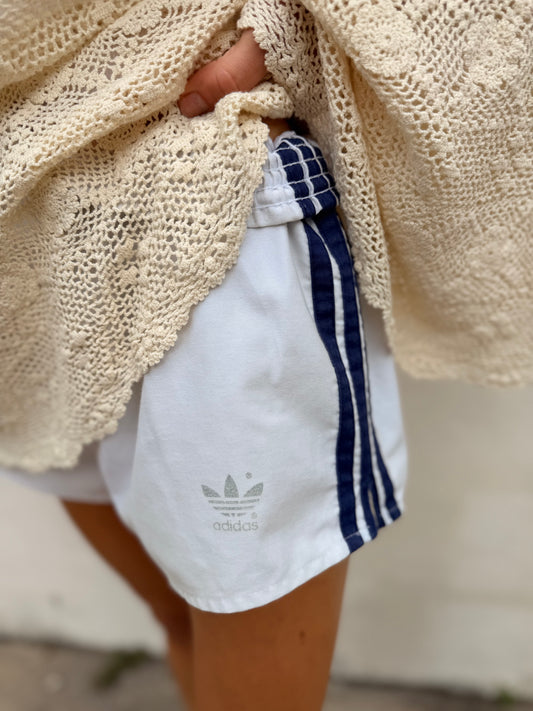 Vintage Adidas Trefoil Shorts White Navy