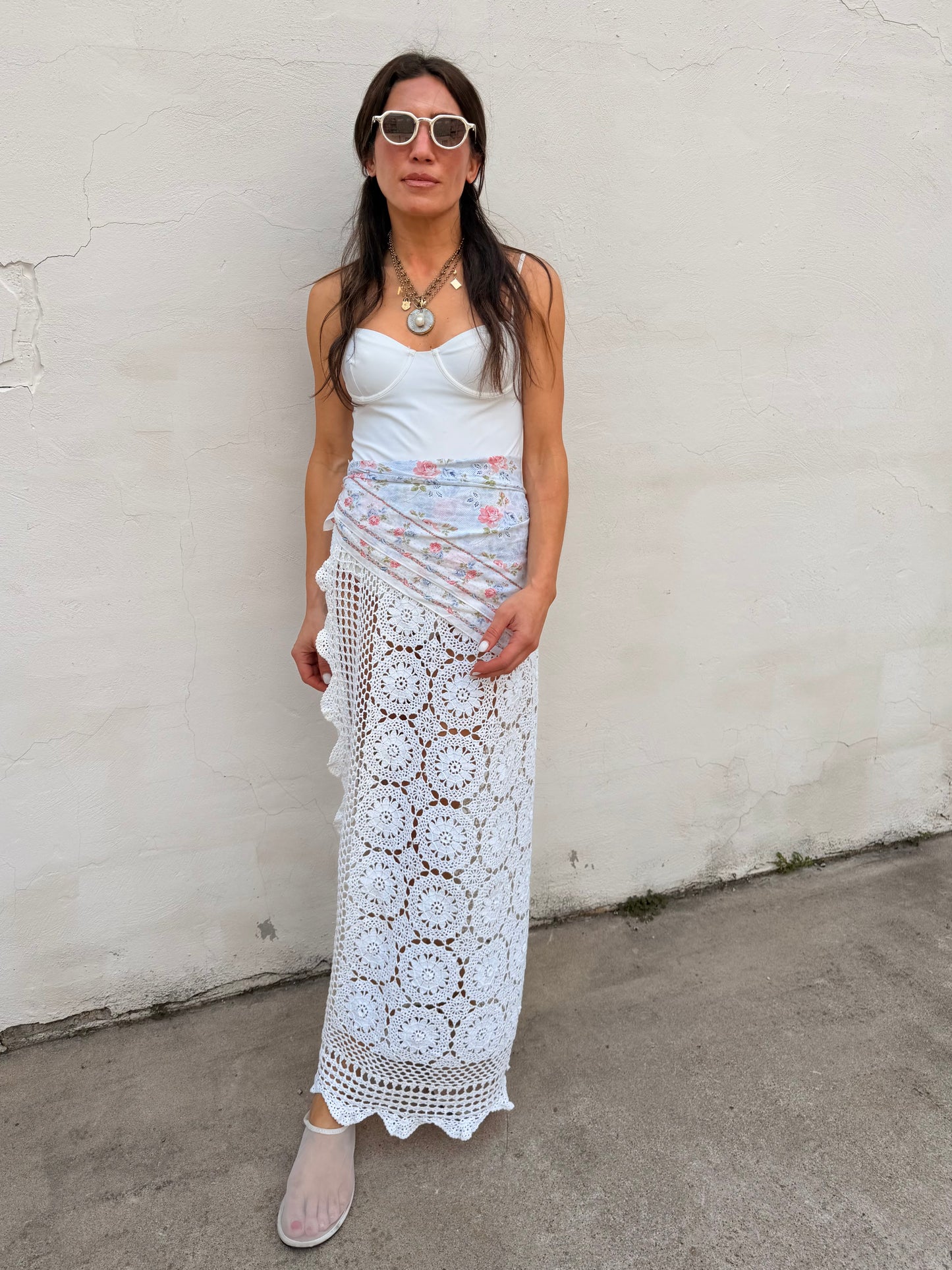 Crochet Doilies Maxi Skirt