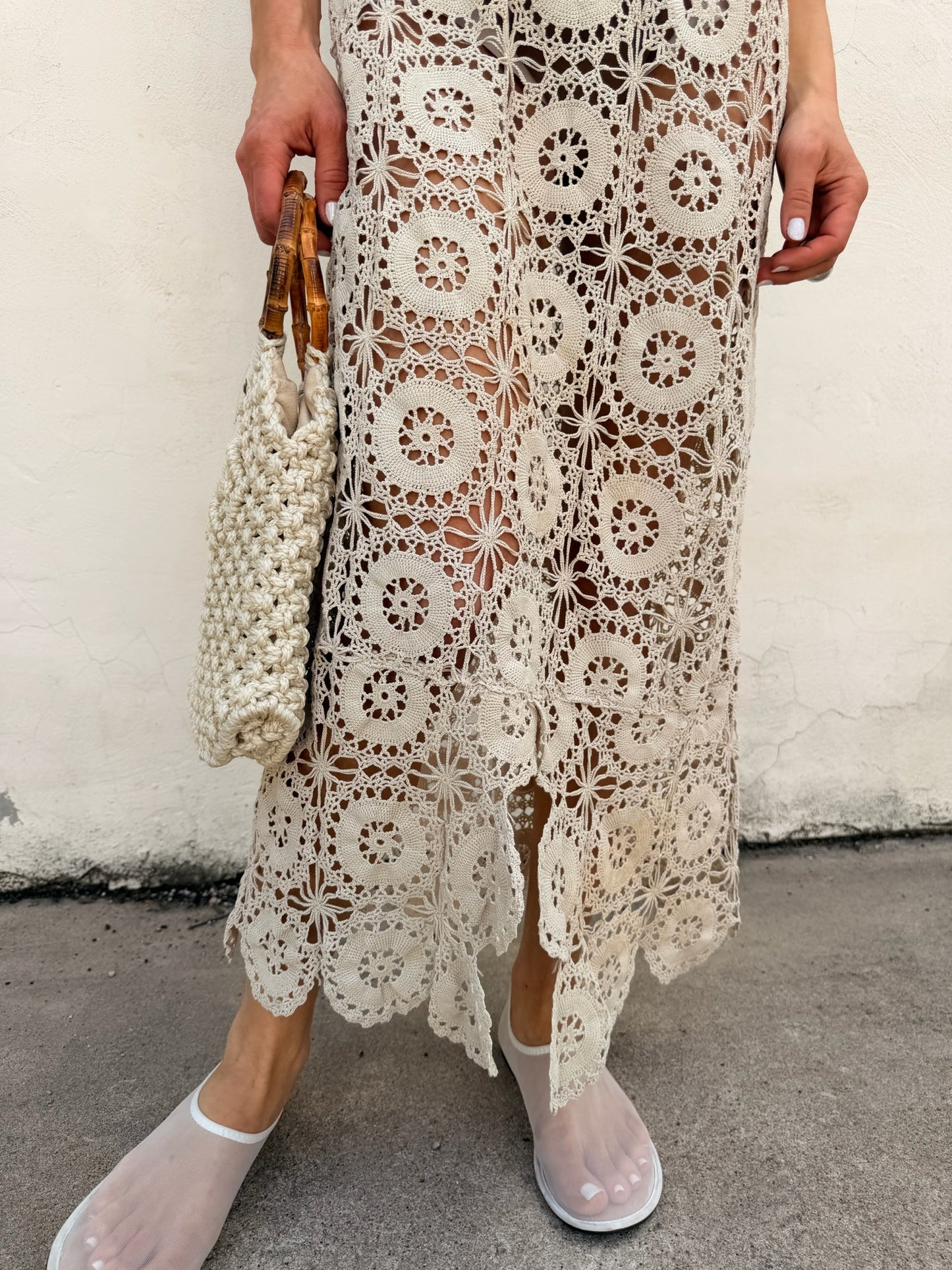 Sand Hand Crocheted Maxi Dress