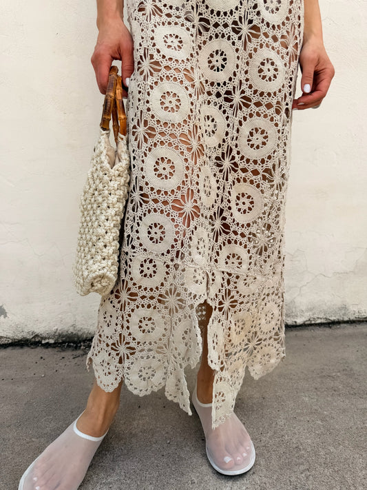 Sand Hand Crocheted Maxi Dress