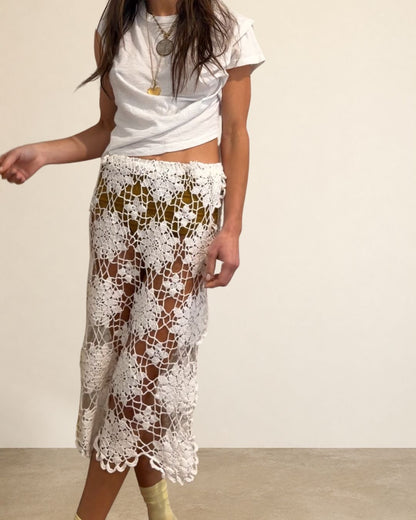 Openwork Crochet Lace Midi Skirt
