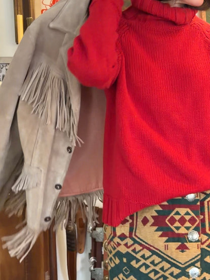 90s Red Cotton Turtleneck Sweater