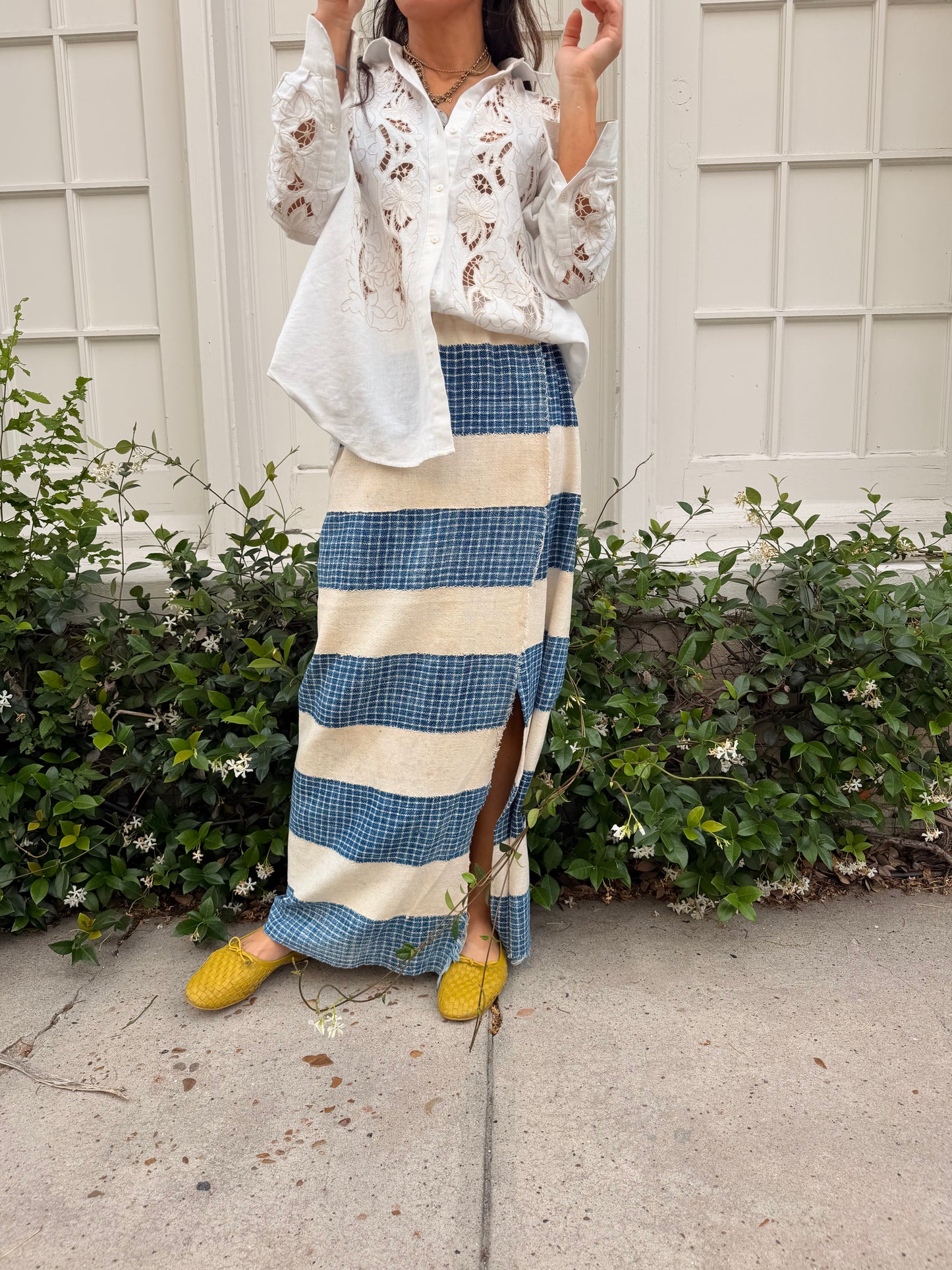 Denim Stripe Baule Skirt