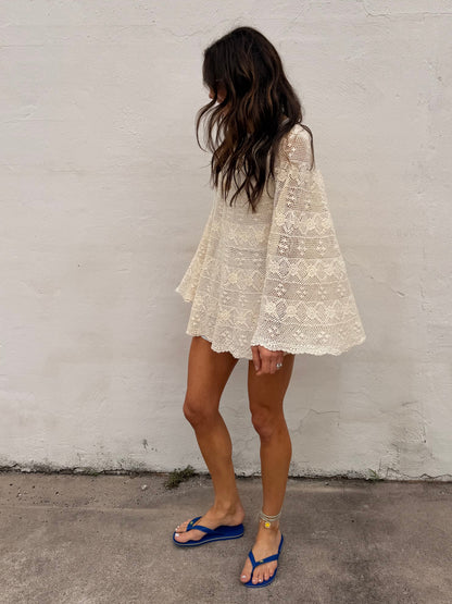 Crochet Bell Sleeve Tunic Dress