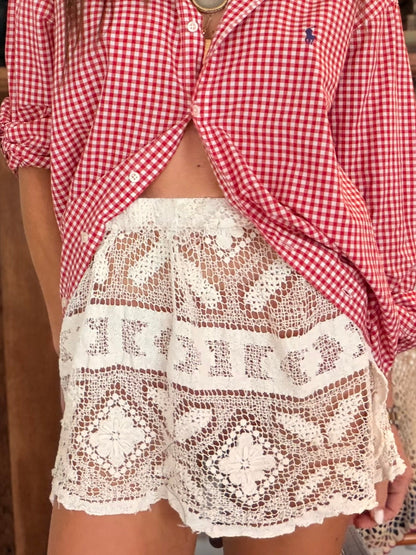 Filet Lace Mini Skirt