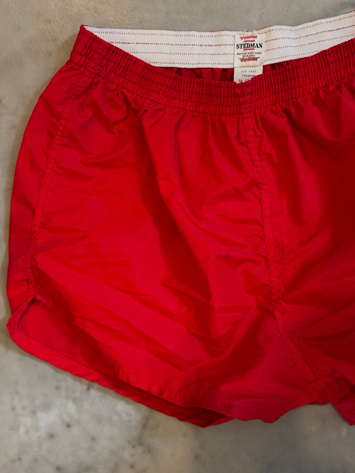Red 80s Plastic Shorts