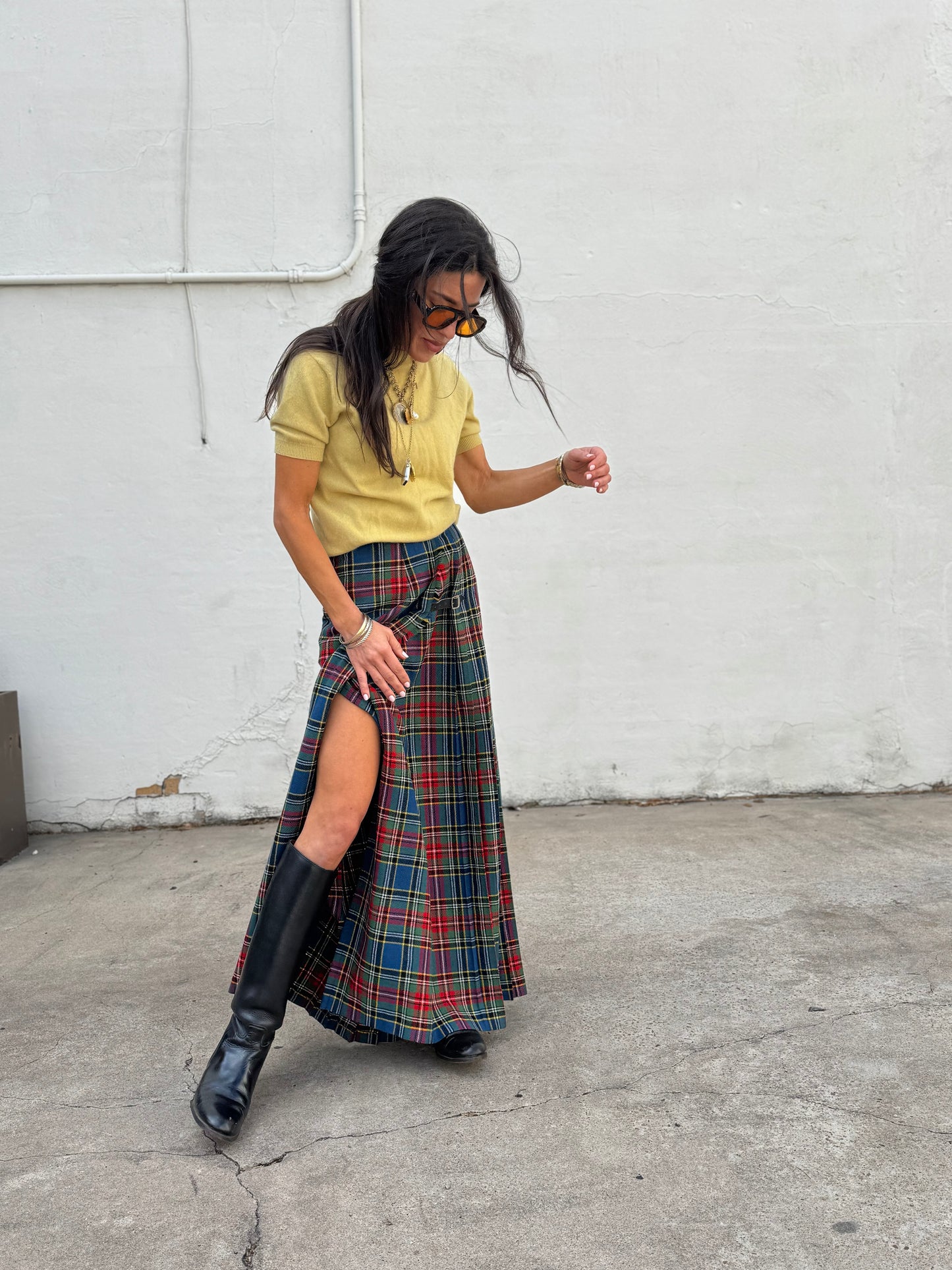 Long Kilt Skirt in Royal Stewart