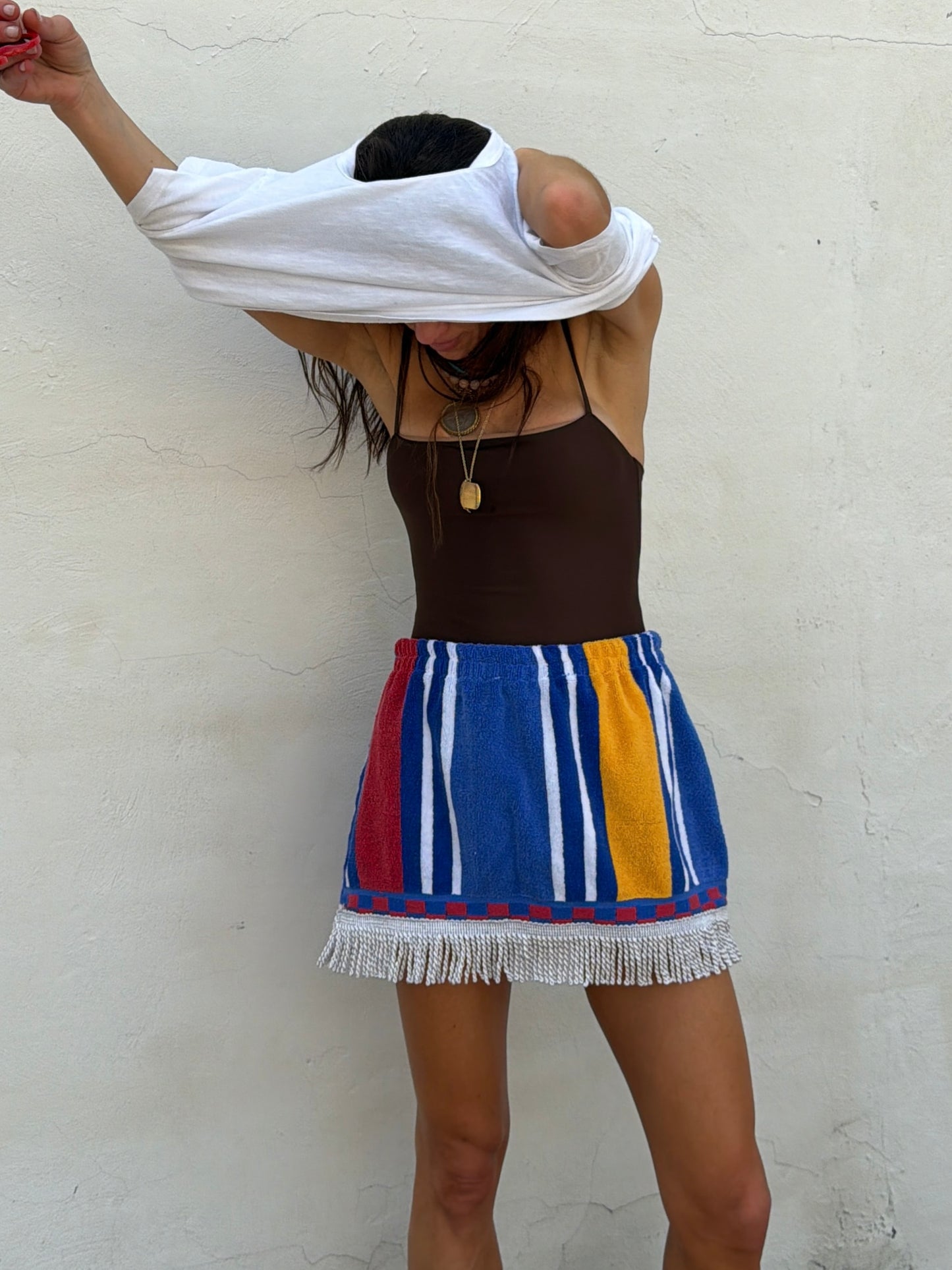 Vtg Towel Stripe Mini Skirt