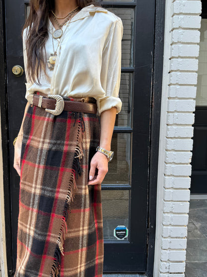 Fringe Wool Wrap Skirt