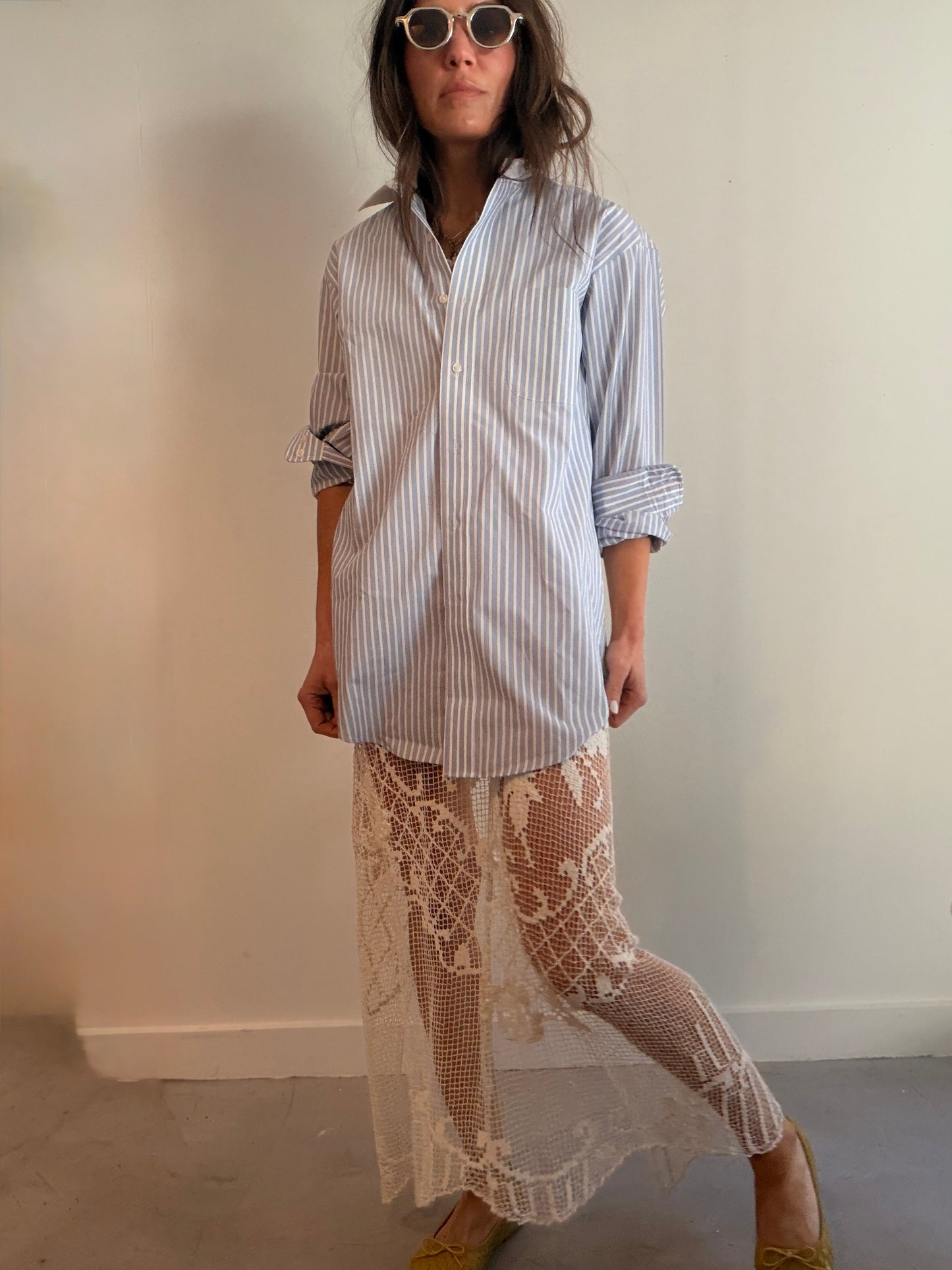 Sheer Hand Filet Laced Skirt