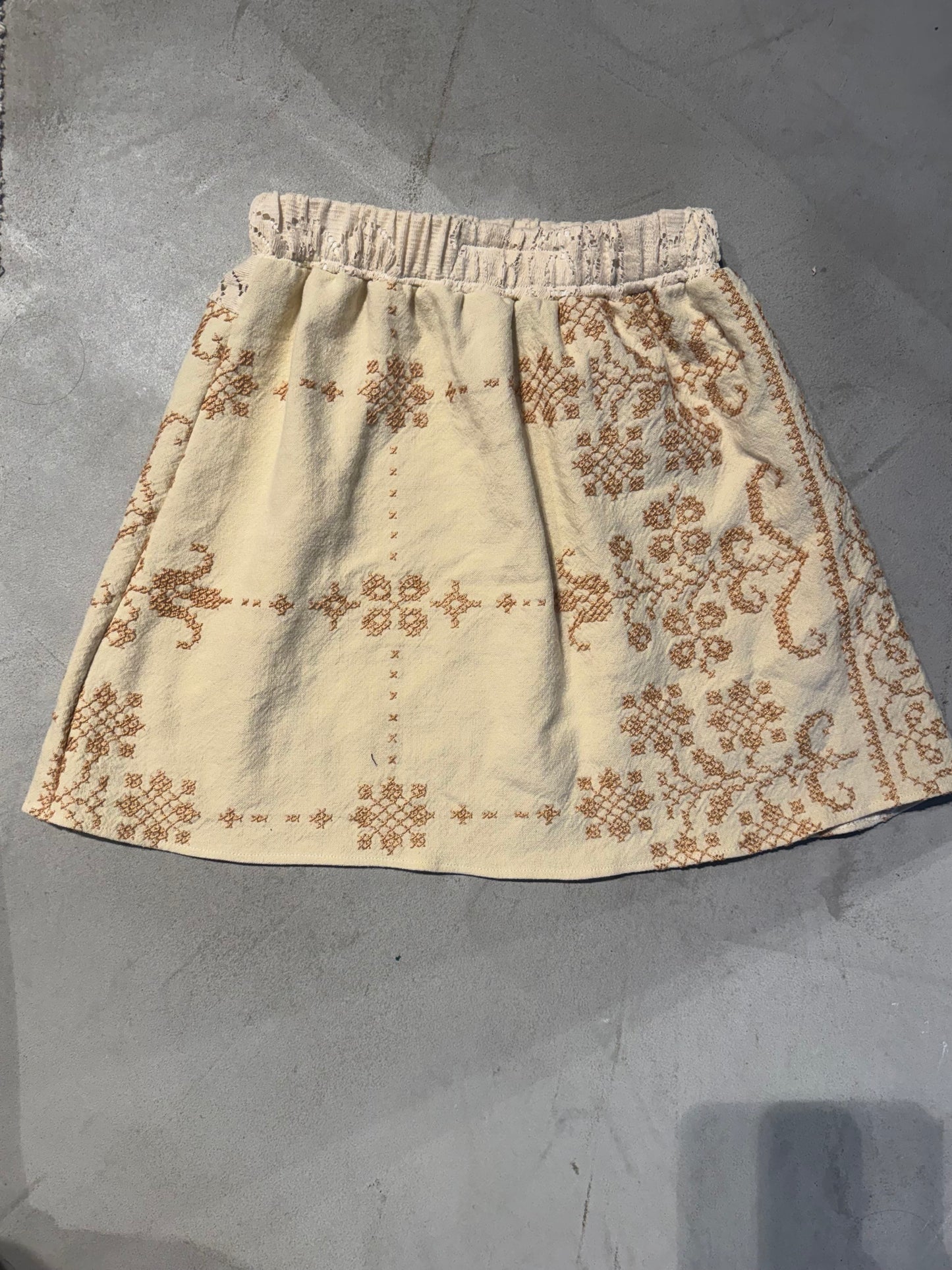 Cross-stitched Mini Ecru