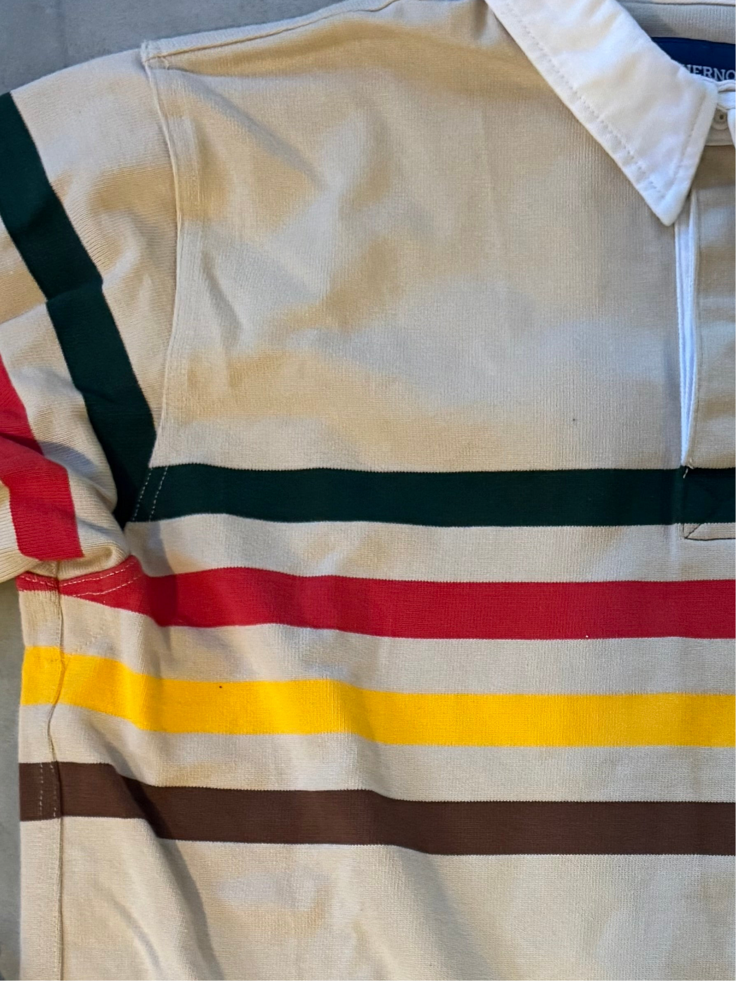 Tan Rugby With Green Brown Red Stripe
