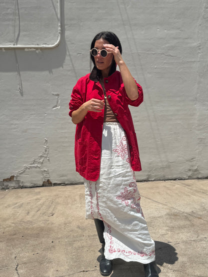 Cross-stitched Long Skirt