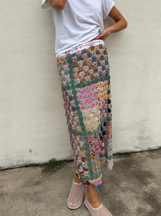 Yo-yo Ankle Length Skirt in Granny’s Garden