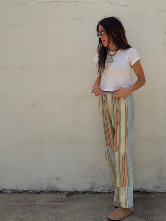 Striped Silk Dupioni Pants