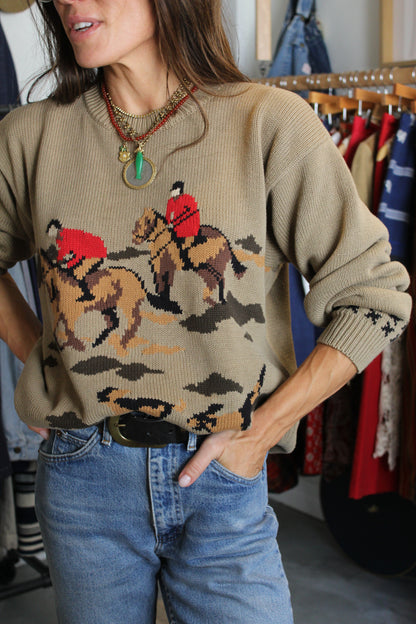 90s Cotton Fox Hunt Knit