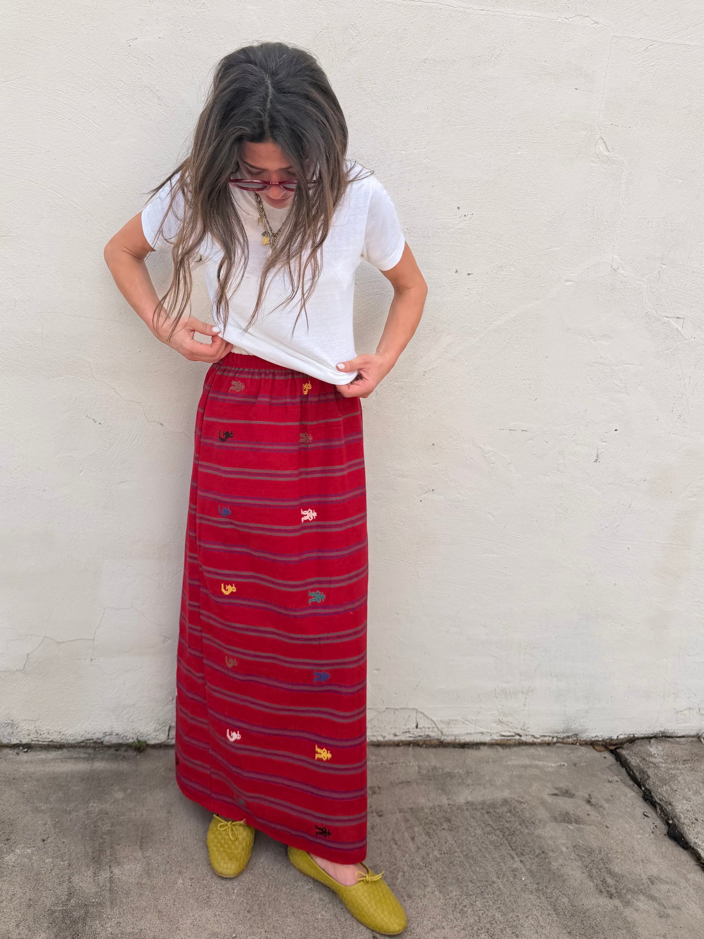 Red Guatemalan Maxi Skirt