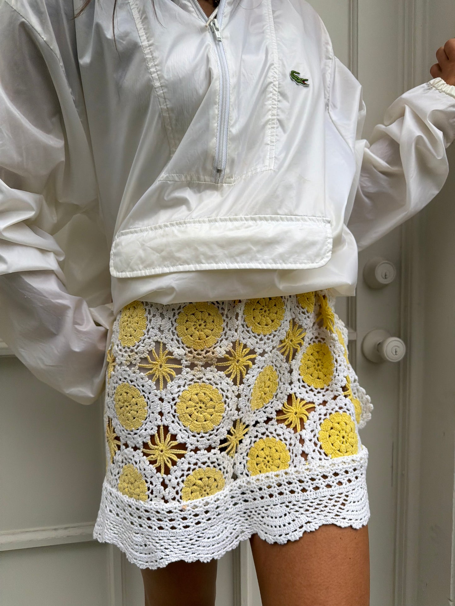 Sunshine Yellow Crochet With White