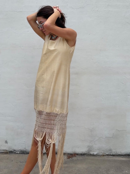 Silk Antique Knotted Fringe Dress
