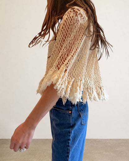 Hand Knit Crochet Cape Top